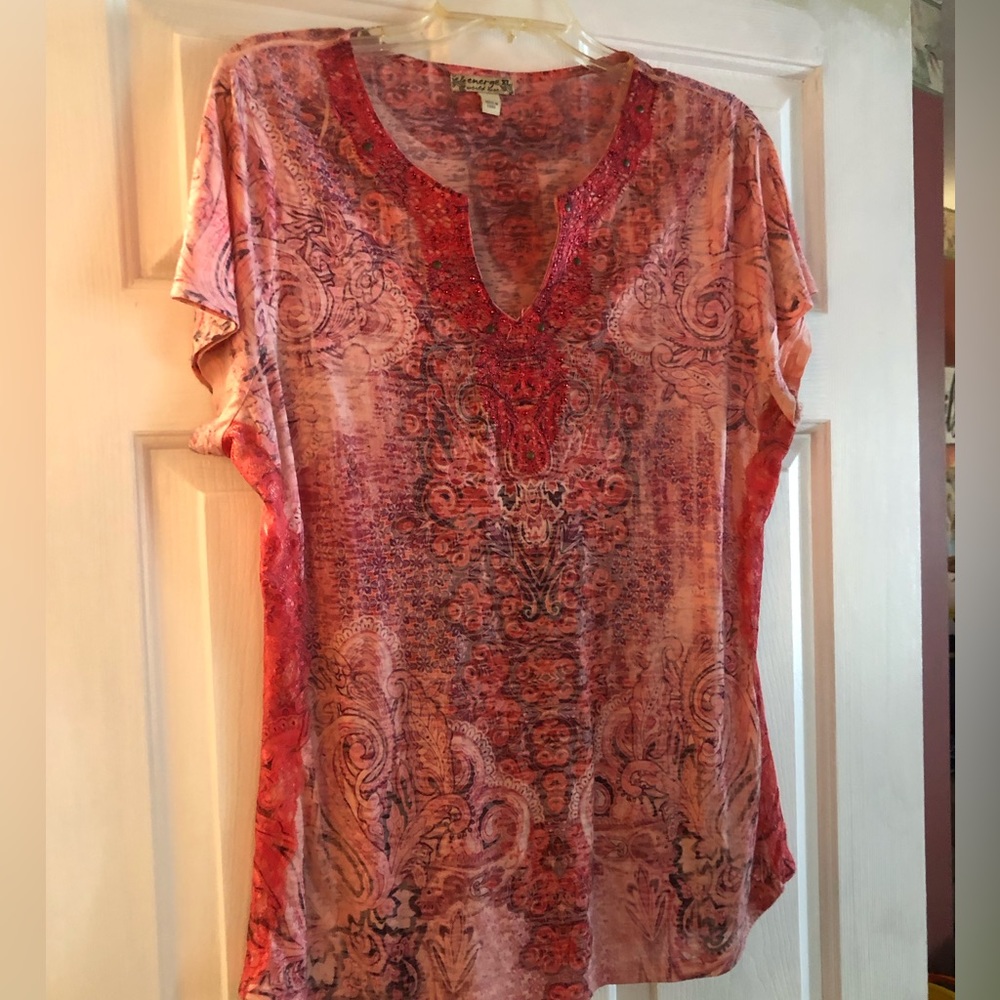 Misses Blouse by Energe in size XL with embroidered neckline